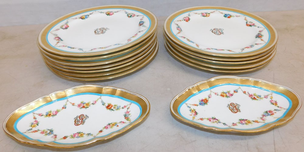 14 Pieces of Hand Painted Minton China: 14 Pieces of Hand Painted Minton China . ALL DESCRIPTIONS AND ANY CONDITION STATEMENT GIVEN BY LANGSTON AUCTION GALLERY ARE STRICTLY OPINIONS AND LANGSTON'S SHALL HAVE NO RESPONSIBILITY FOR ERRORS OR 