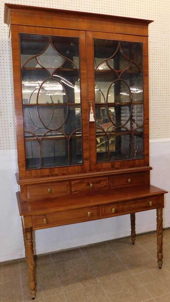 19th Century 2 Piece Mahogany Cabinet with Acanthus Leaf Carved Legs (1 of 9)
