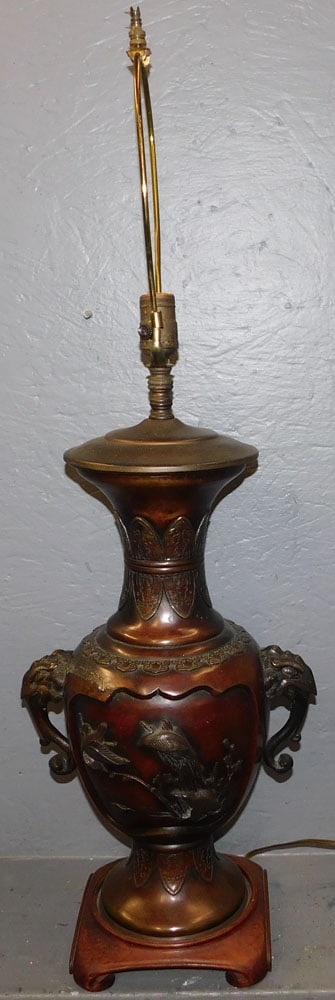 Oriental Bronze Urn Made Into Lamp (1 of 4)