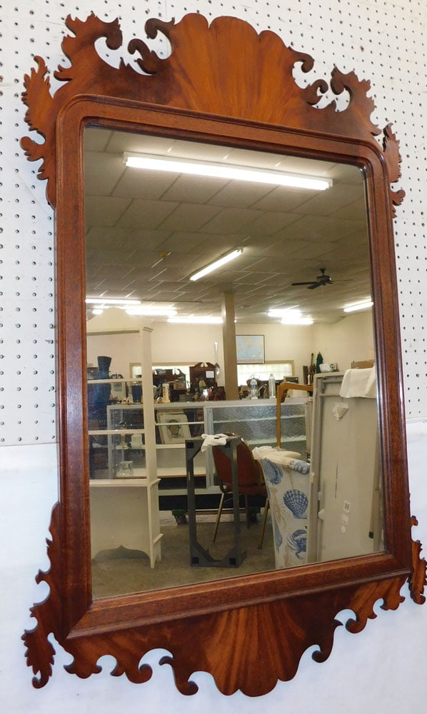 Mahogany Chippendale Style Framed Mirror (1 of 8)