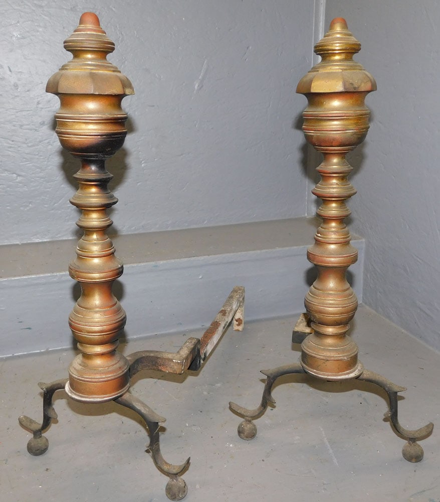 Pair of Antique Brass Andirons (1 of 4)
