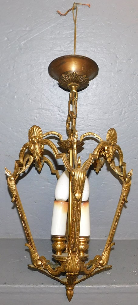 Cast Brass 2 Light Foyer Chandelier (1 of 4)