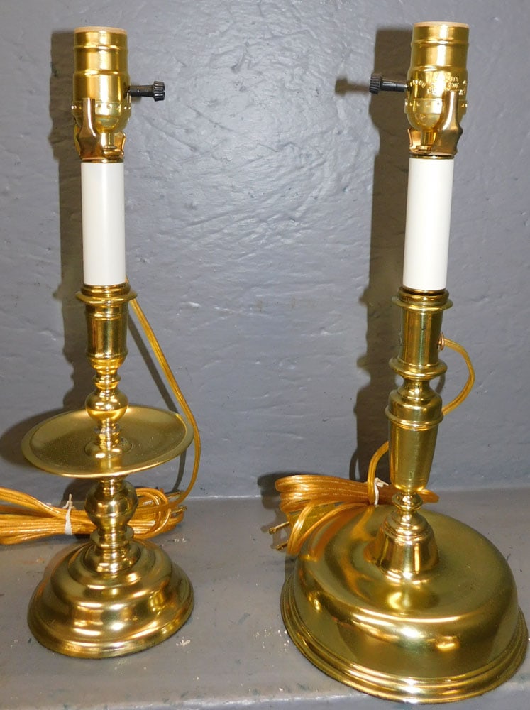 2 Antique Brass Candlestick Lamps (1 of 3)