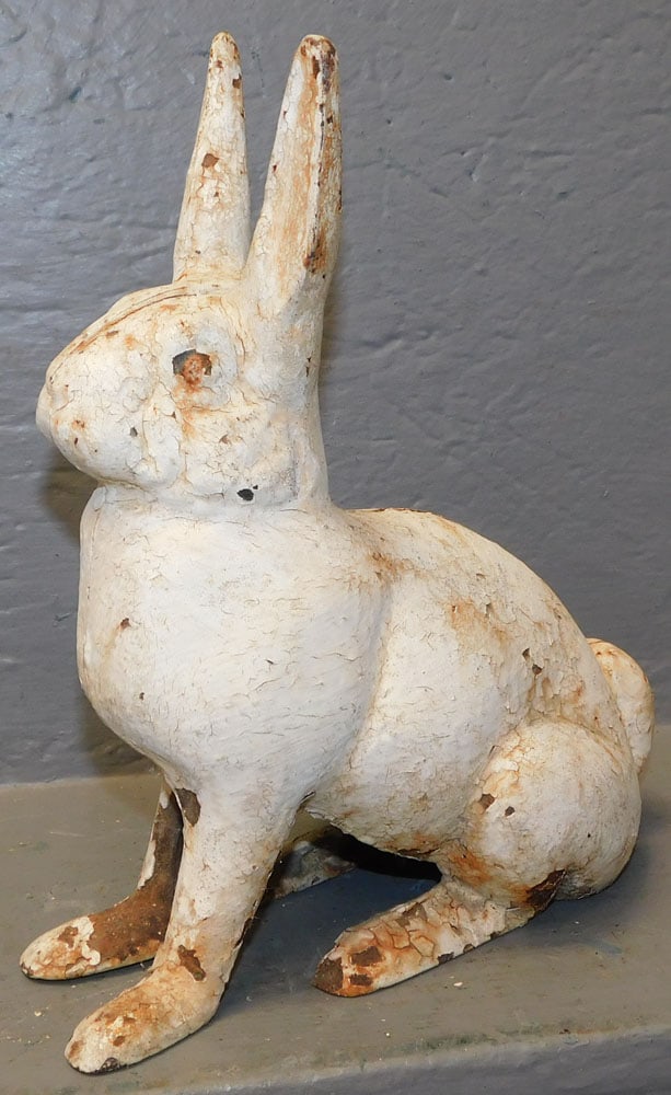 Antique Painted Cast Iron Rabbit Door Stop (1 of 3)