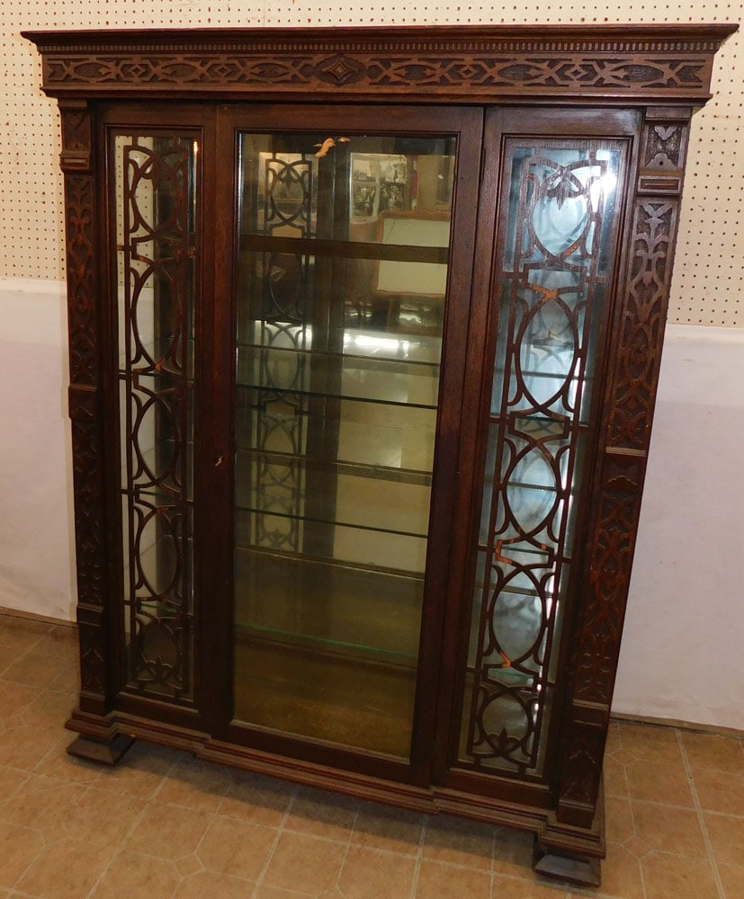 Antique Carved Oak China Cabinet (1 of 8)