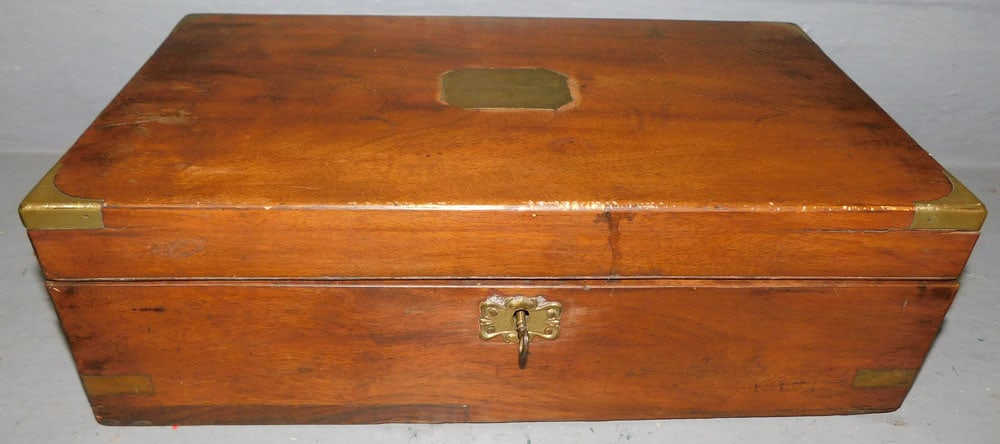 19th Century Walnut & Brass Bound Lap Desk (1 of 6)