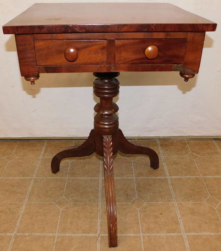 19th Century Mahogany 2 Drawer Work Stand (1 of 4)