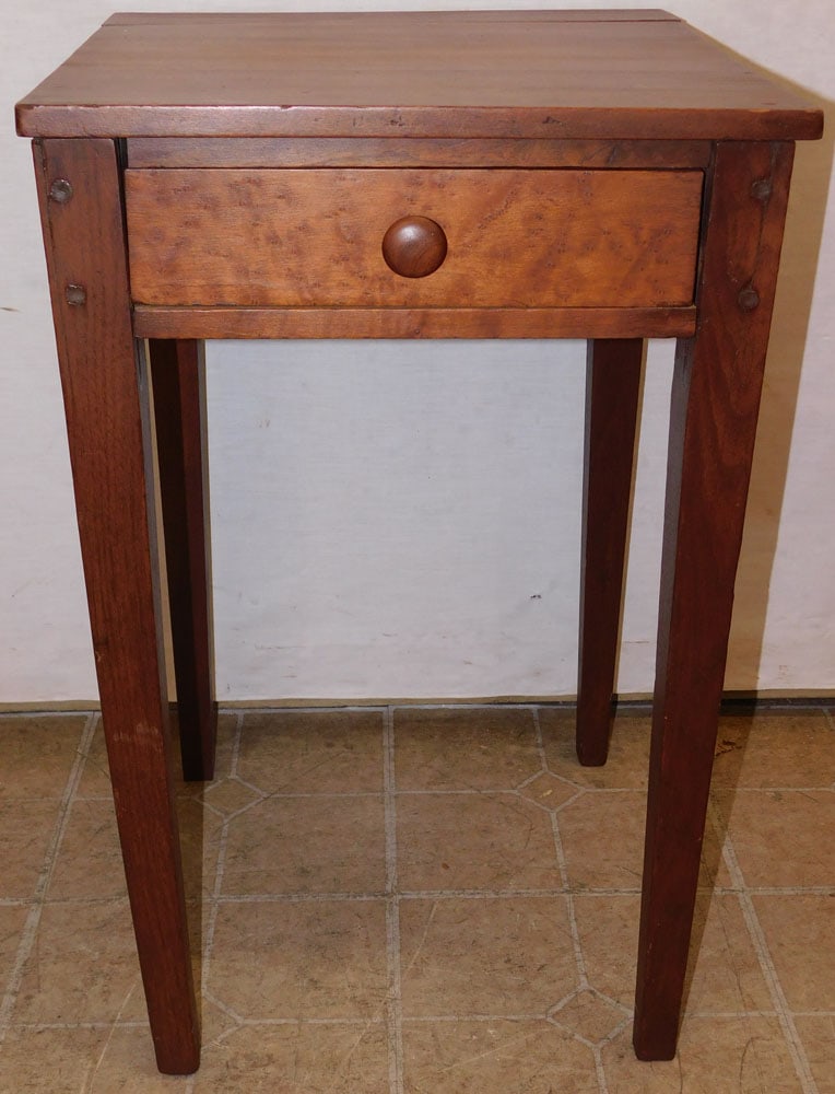 19th Century Walnut & Birds Eye Maple Drawer Front Night Stand (1 of 5)
