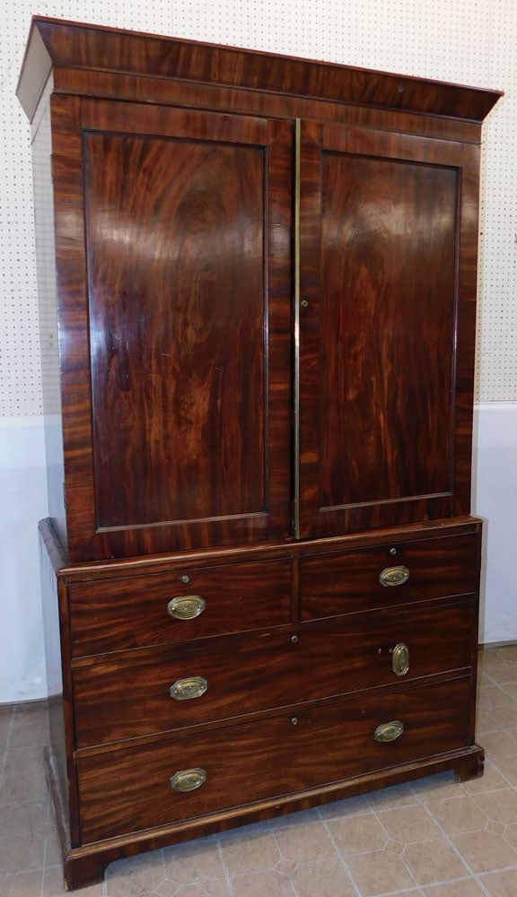 19th Century 2 Part Mahogany Linen Press (1 of 10)