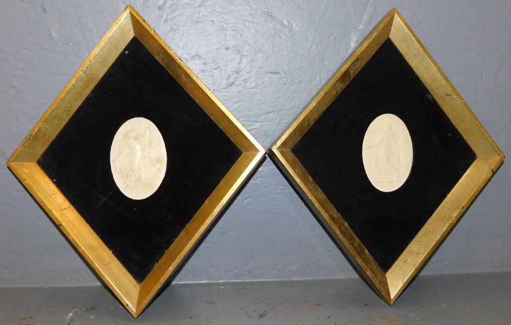 Pair of Framed Neoclassical Ceramic Plaques (1 of 4)