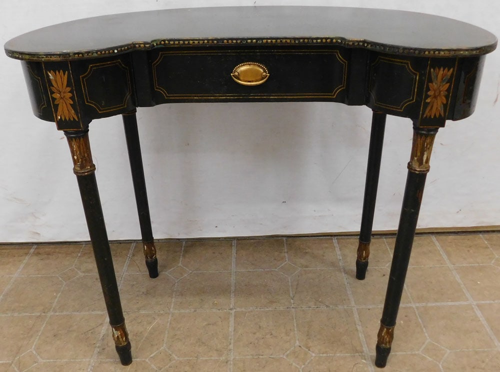 Paint Decorated 1 Drawer Kidney Shaped Console (1 of 7)