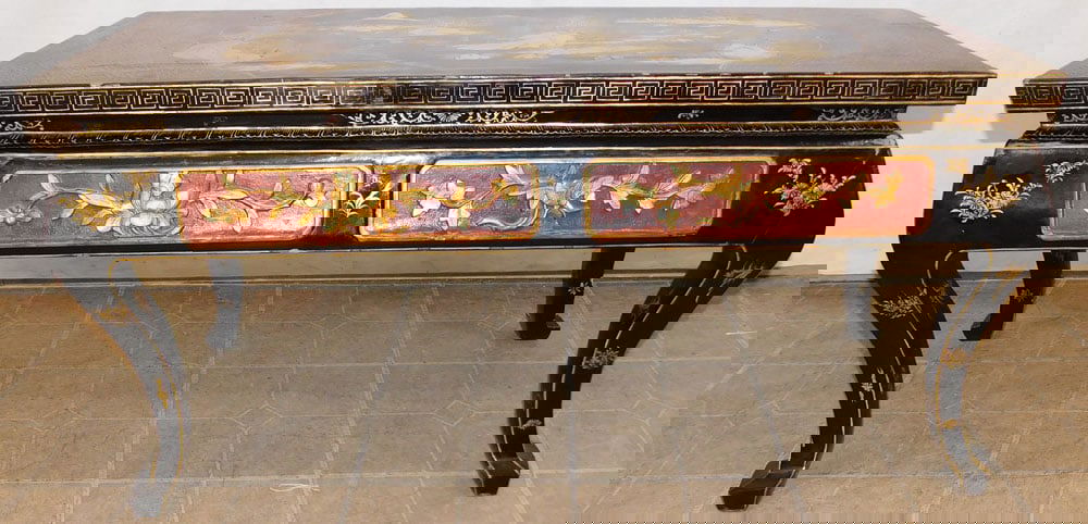 Black Lacquered & Chinoiserie Decorated Tea Table (1 of 5)