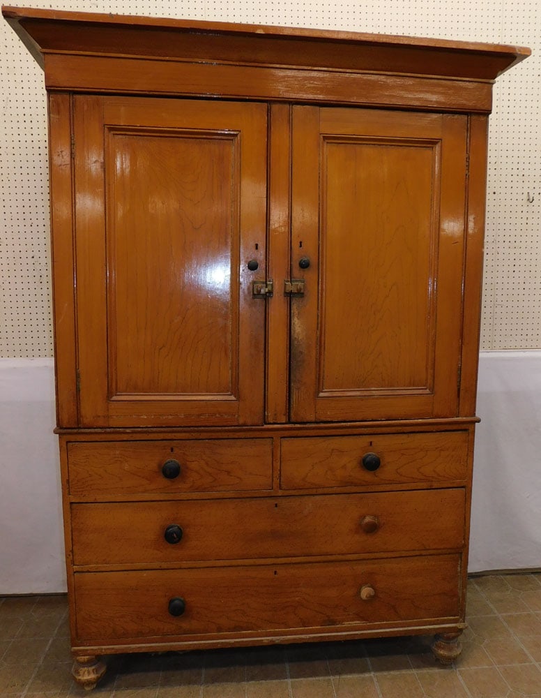 19th Century 2 Part Grain Painted Linen Press with Fitted Interior (1 of 6)