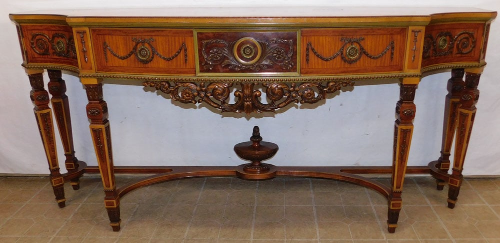 Satinwood Banded Top Adams Decorated 5 Drawer Console (1 of 10)