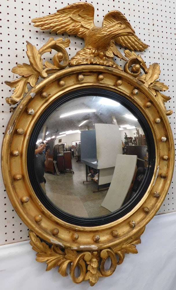 19th Century Convex Mirror With Eagle Crest (1 of 5)