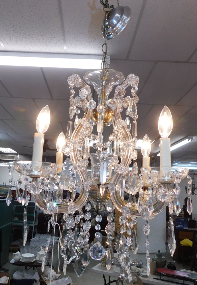 Crystal & Metal 4 Light Chandelier (1 of 4)