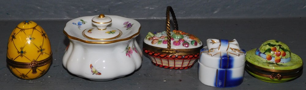 Lot of 4 Porcelain Battersea Boxes & Meissen Covered Jar (1 of 7)