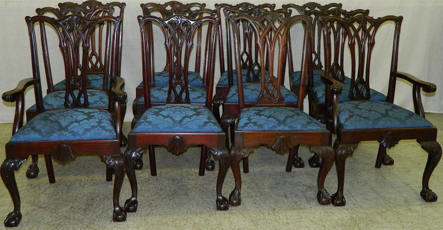 12 Philadelphia Robert Morris style chairs.: Set of (12) Philadelphia Robert Morris style Chippendale Chairs.