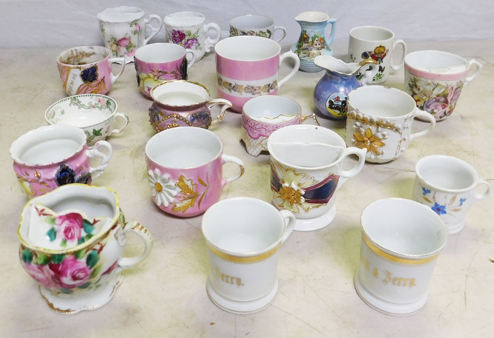Lot of Hand Painted Porcelain Cups & Mustache Cups (1 of 5)