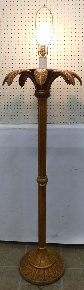 Painted Wood Palm Tree Form Floor Lamp (1 of 5)