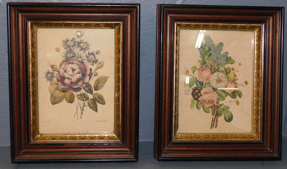 Pair of Walnut Victorian Shadowbox Framed Prints (1 of 4)