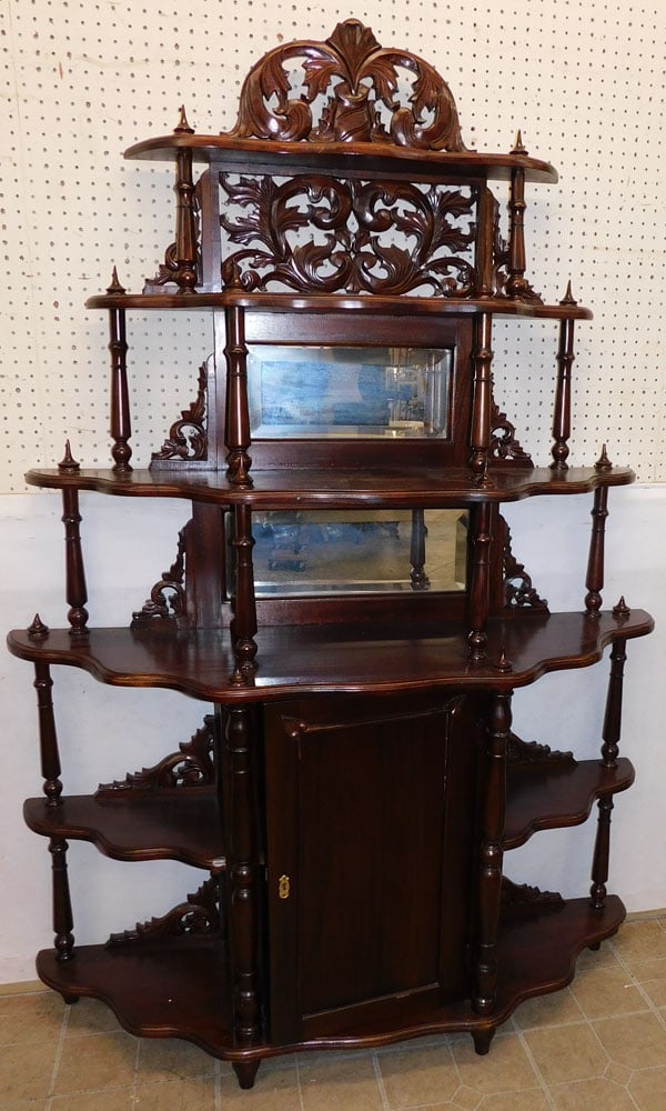 Carved mahogany Victorian style etagere (1 of 6)