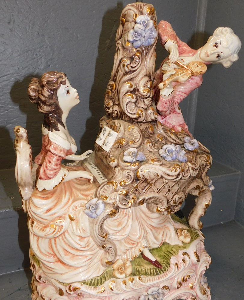 Italian painted porcelain lamp vase (1 of 4)