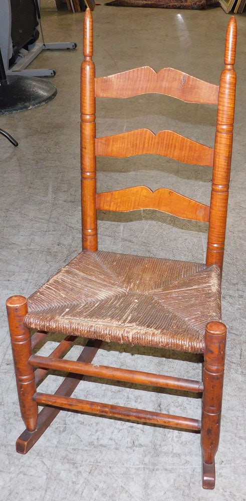 19th century tiger maple rocker (1 of 2)