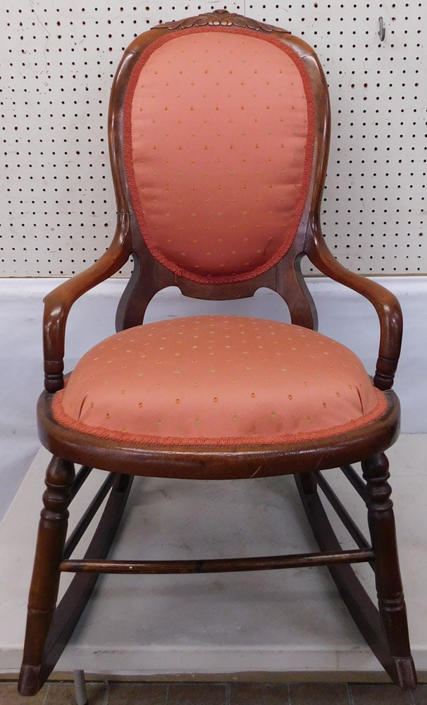 Carved Walnut Victorian Rocker (1 of 4)