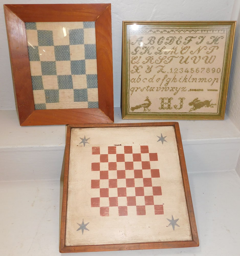 Painted Game Board, Framed Sampler, & Framed Quilt (1 of 2)