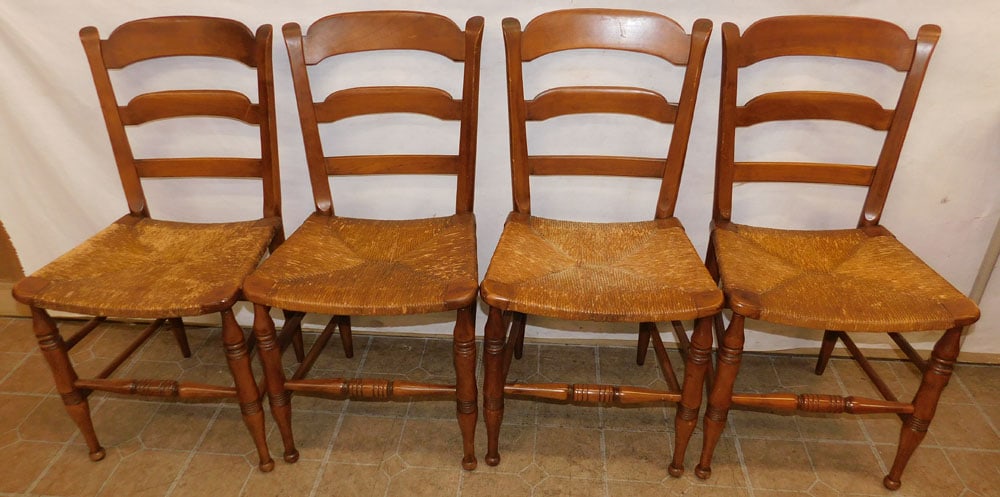 Set of 4 Cherry Rush Bottom Dining Chairs (1 of 3)