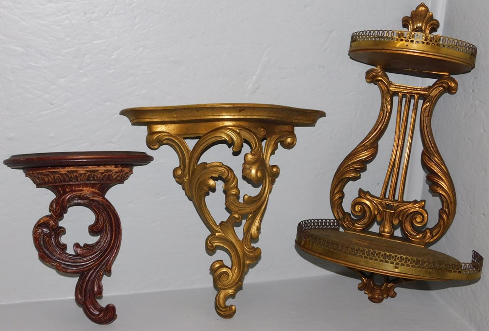 2 Gilded Wall Brackets & 1 Painted Wall Bracket (1 of 4)