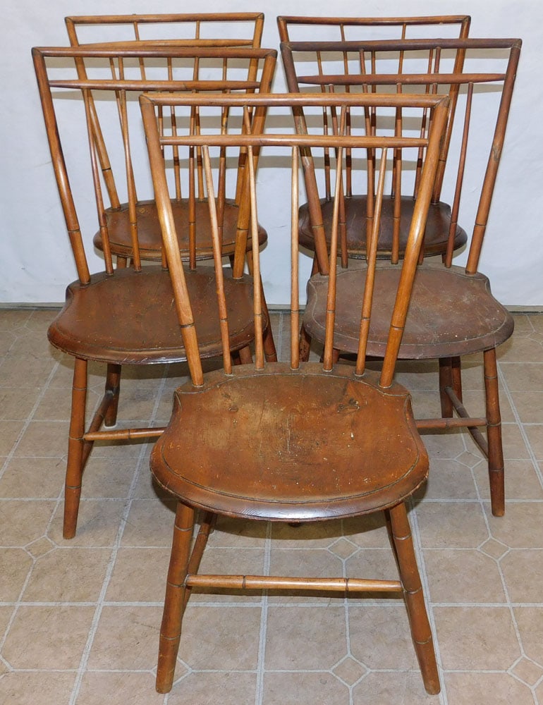 Lot of 5 Antique Maple Windsor Side Chairs (1 of 4)