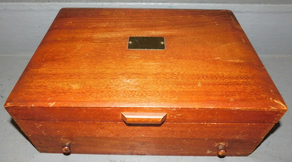 Mahogany Flatware Box with Brass Handle (1 of 4)