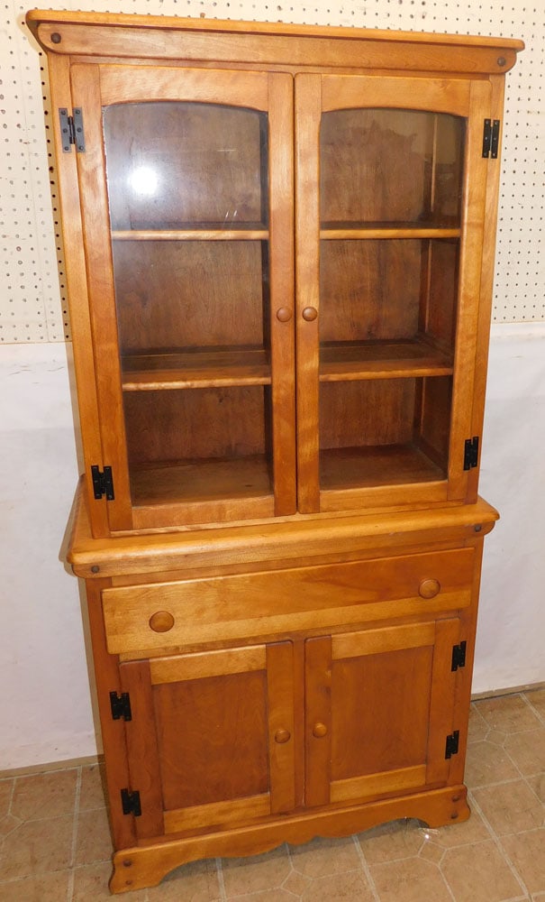 2 Piece Maple Cabinet with Glass Doors (1 of 5)