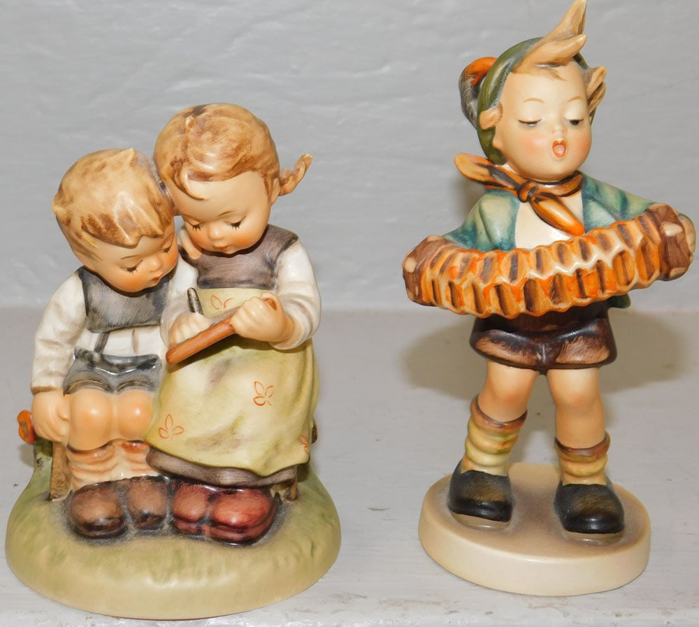 2 Hummel Figurines: 2 Hummel Figurines. Up to 5 1/4" H ALL DESCRIPTIONS AND ANY CONDITION STATEMENT GIVEN BY LANGSTON AUCTION GALLERY ARE STRICTLY OPINIONS AND LANGSTON'S SHALL HAVE NO RESPONSIBILITY FOR ERRORS OR OMISSI