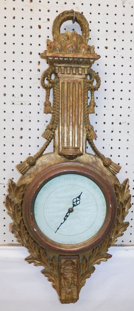 Antique Gilded Carved Wood Italian Barometer Frame (1 of 7)
