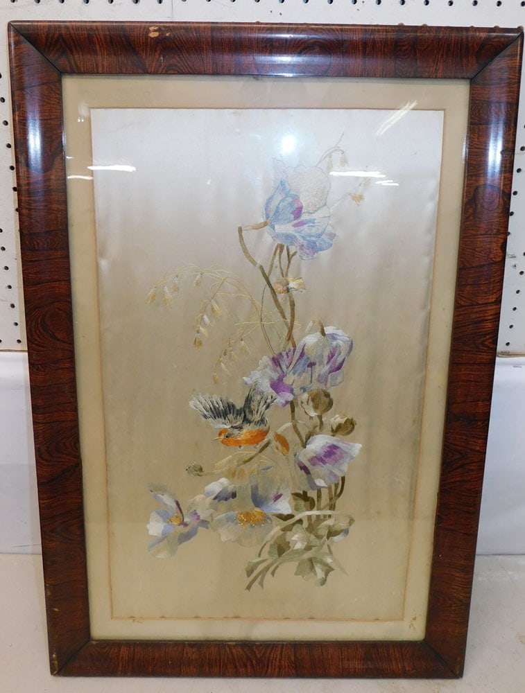 Antique Framed Silk Embroidery (1 of 3)