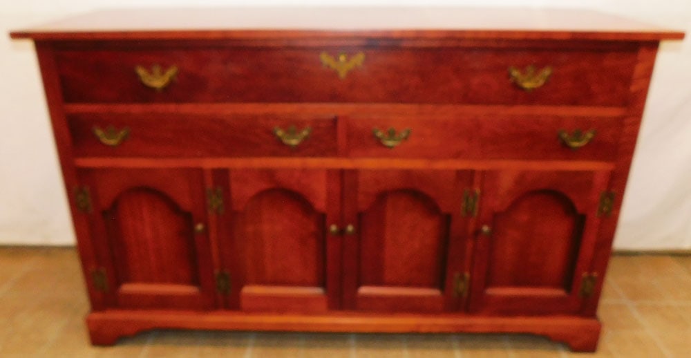 Cherry Benchmade Sideboard by E.A. Clore: Cherry Benchmade Sideboard by E.A. Clore . 60" W 20" D 36" H ALL DESCRIPTIONS AND ANY CONDITION STATEMENT GIVEN BY LANGSTON AUCTION GALLERY ARE STRICTLY OPINIONS AND LANGSTON'S SHALL HAVE NO RESPONSIB