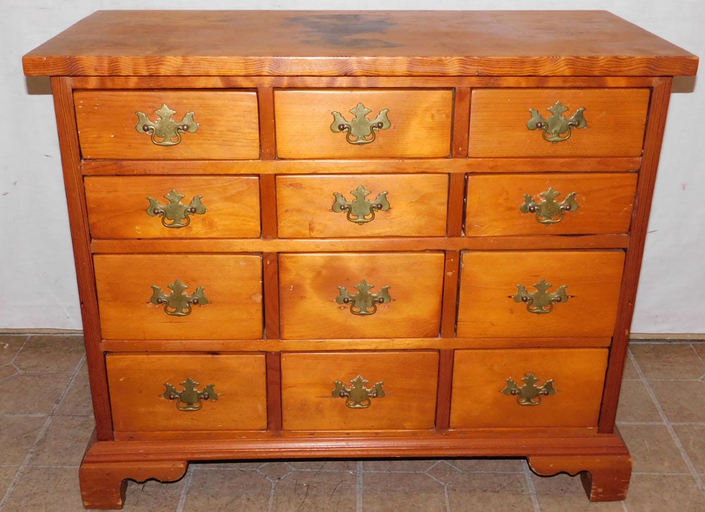 19th Century 12 Drawer Heart Pine Apothecary Chest (1 of 6)