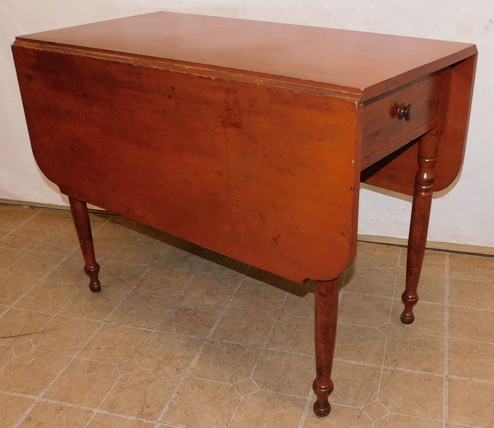 19th Century Cherry 1 Drawer Drop-Leaf Table (1 of 4)