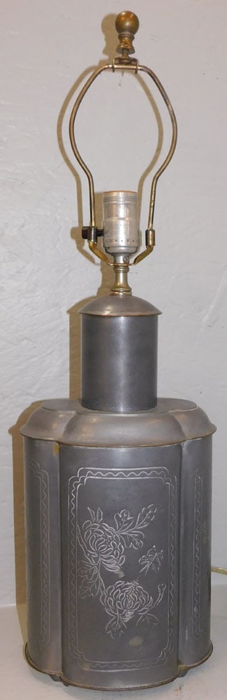 Oriental Pewter Tea Cannister Lamp (1 of 5)