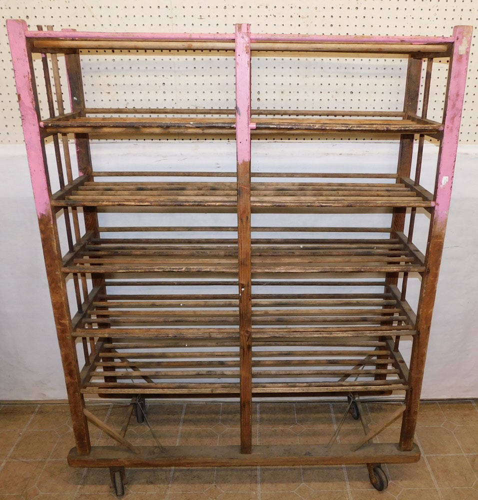 Antique Wood Rack on Wheels (1 of 5)