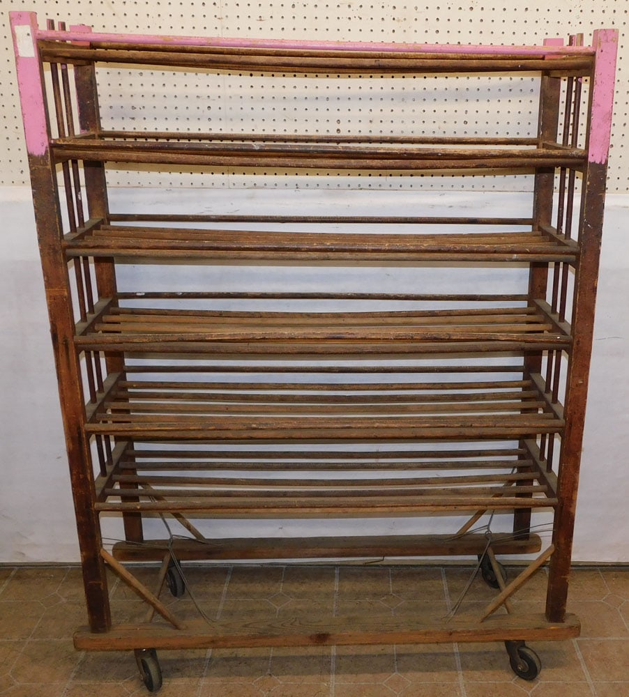 Antique Wood Rack on Wheels (1 of 4)