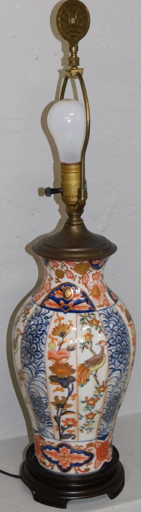 Antique Hand Painted Imari Porcelain Vase Made Into Lamp with Bird Motif (1 of 3)