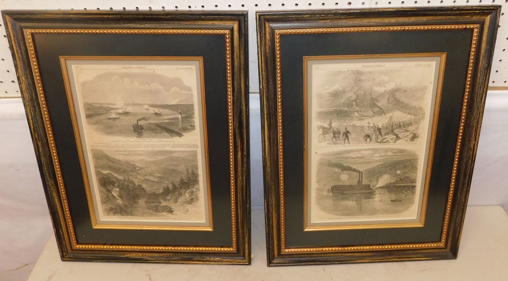 2 Framed Harpers Weekly, (Dated 1862 & 1863) (1 of 8)