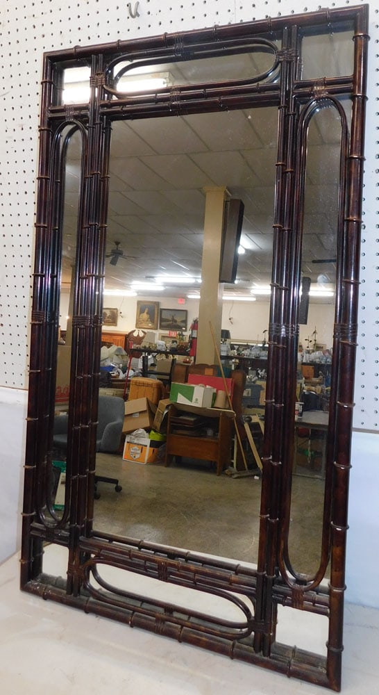 Painted Metal Faux Bamboo Framed Mirror (1 of 4)