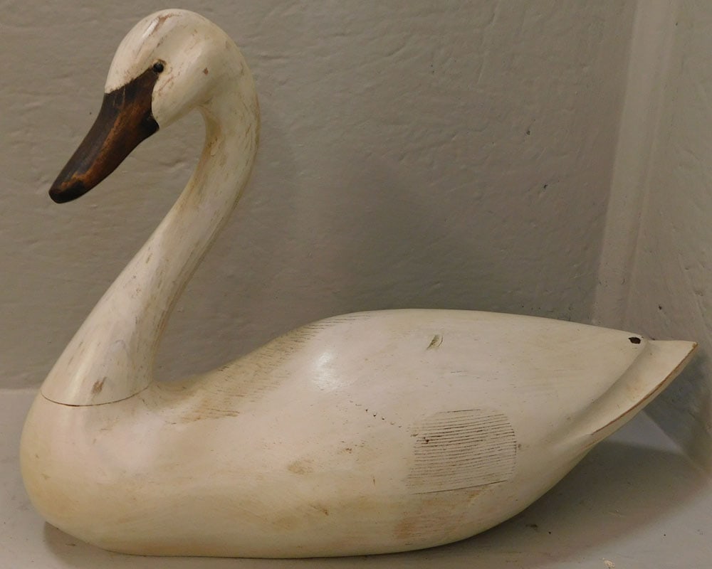 Painted Carved Wood Swan Decoy, (Signed & Dated - Brad Ketrick, 1989) (1 of 4)