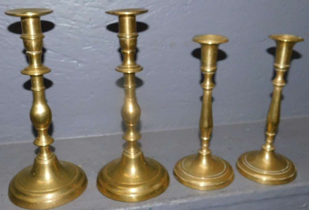 2 Pair of Antique Brass Candlesticks (1 of 3)