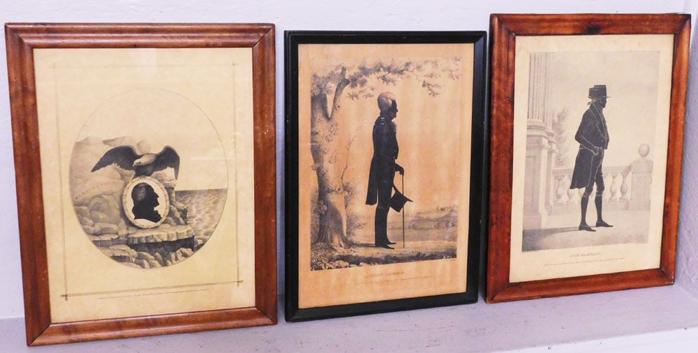 3 Framed Antique Silhouette Prints of Washington, Jackson, & Marshall (1 of 8)